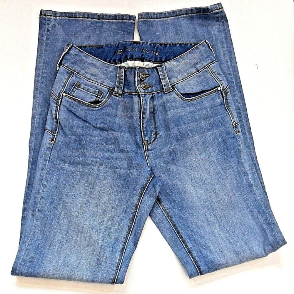 Boston Proper Jeans Size 4 Boot Cut Light Blue Jeans Jewel Accents Waist 14 1/2